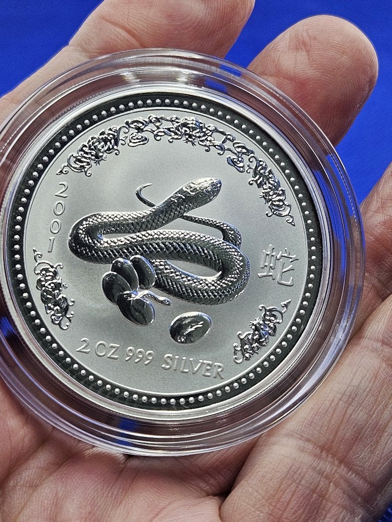 (10775) AUSTRALIA  LUNAR I  SNAKE 2001  TWO OUNCE, Ophalen of Verzenden, Losse munt, Zilver
