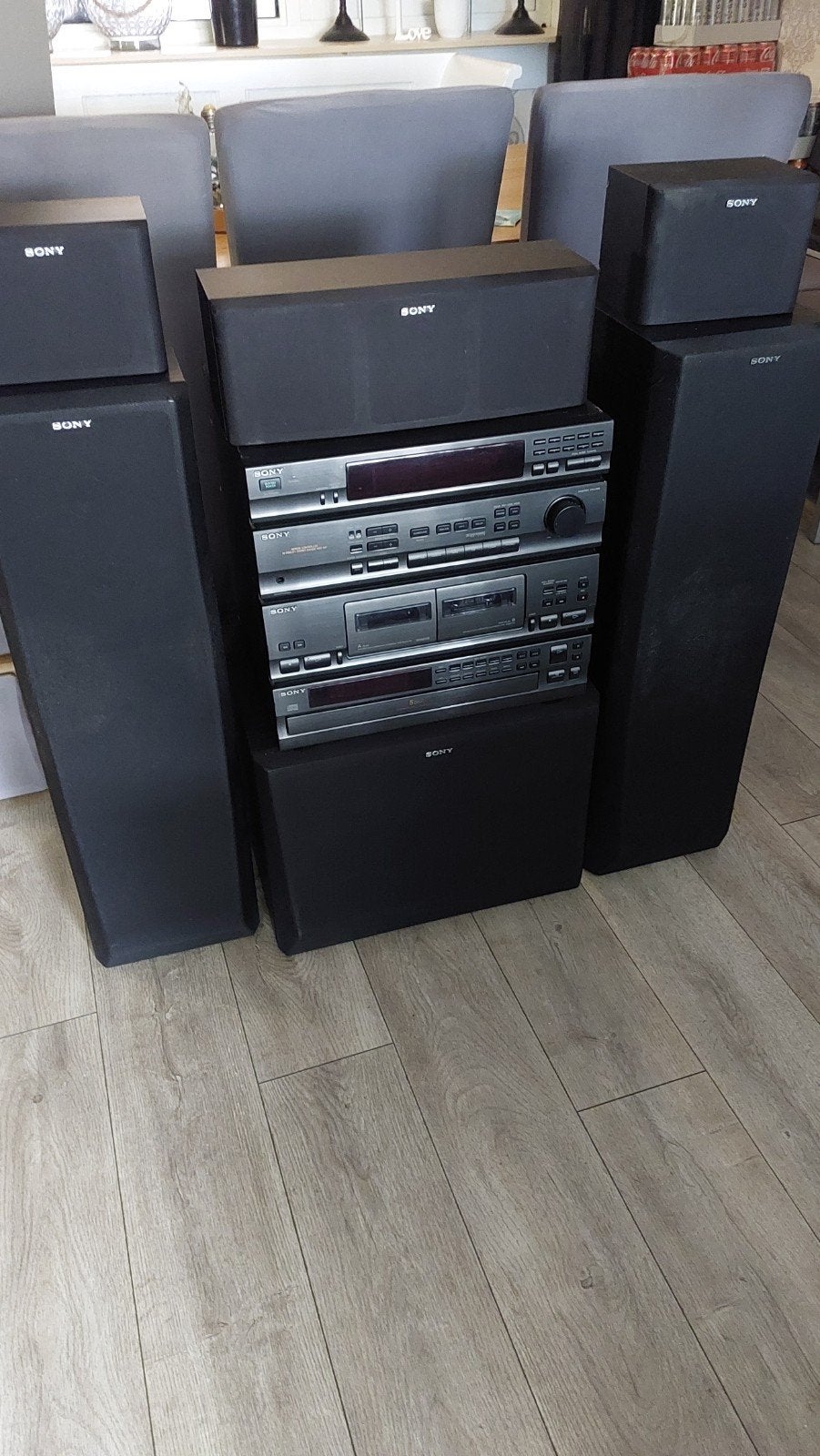 Sony stereo set met 6 speakers afstandbediening, Ophalen, Cassettedeck, Sony