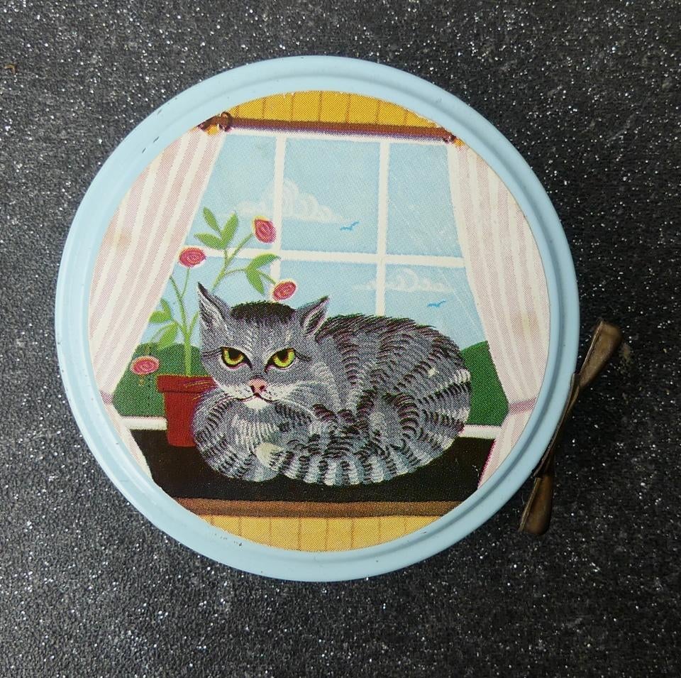 Vintage snoepblikje kat poes kattenblikje jaren '80, Ophalen of Verzenden, Gebruikt, Overige