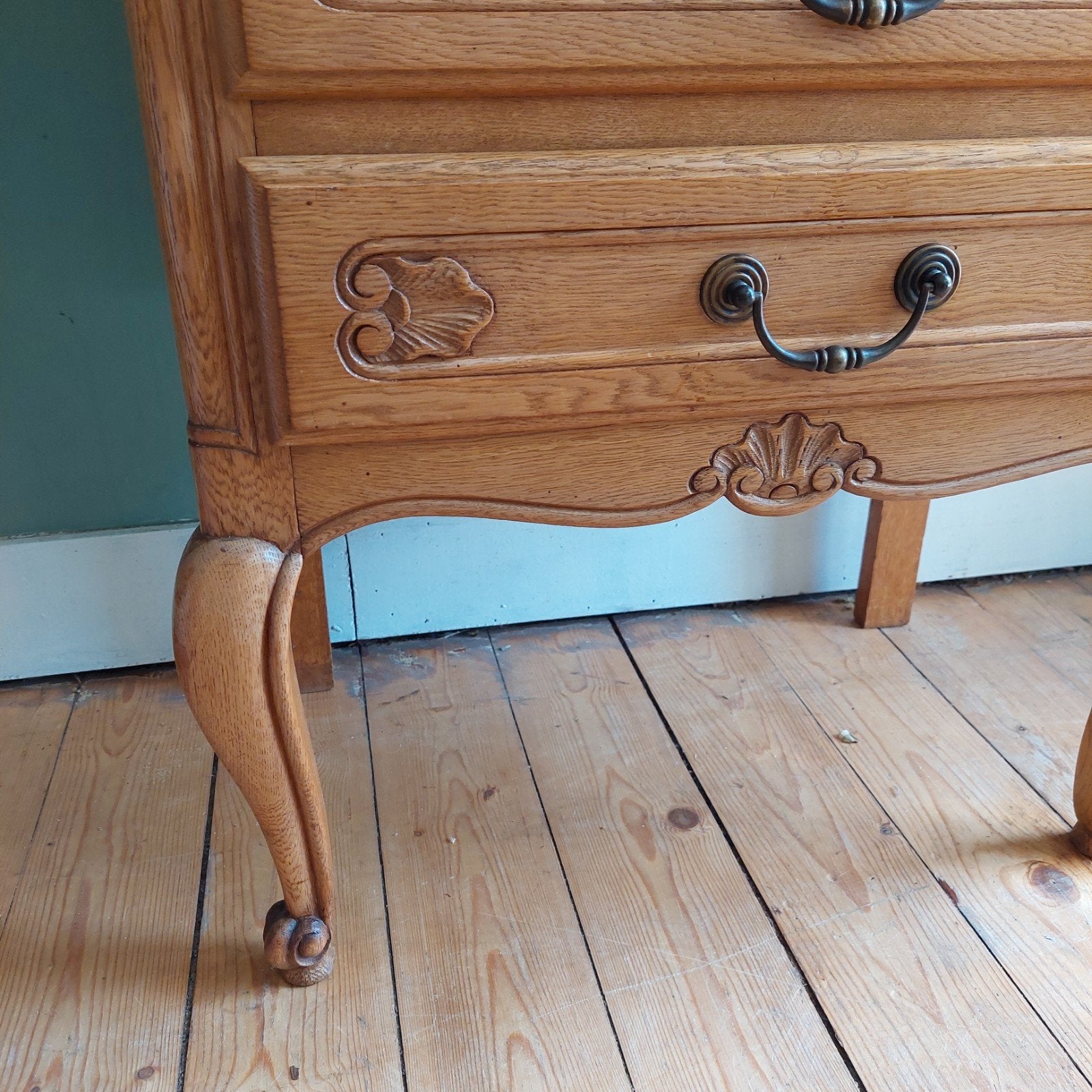 Lucky Vintage Queen Anne stijl brocante hoge ladekast, Huis en Inrichting, Kasten | Ladekasten, Ophalen, ., Eikenhout, 50 tot 100 cm