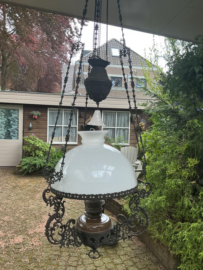 Antieke hang olielamp, Antiek en Kunst, Ophalen of Verzenden