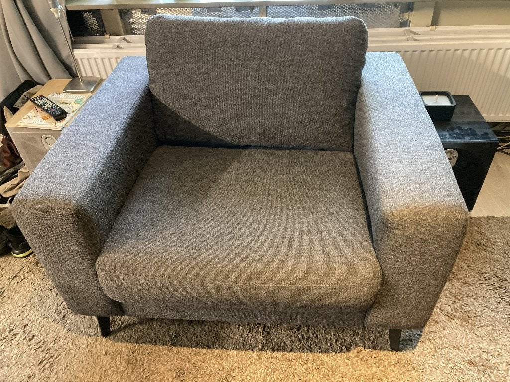 kingsize fauteuil stoel grijs, Huis en Inrichting, Stoelen, Ophalen, Zo goed als nieuw, Eén, Stof