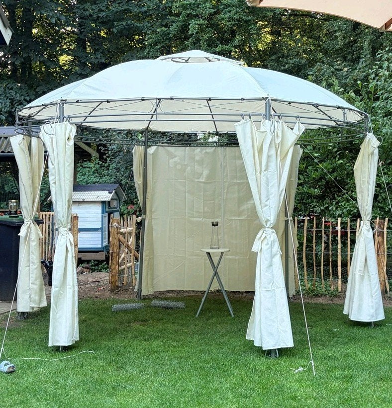 Te Huur: Luxe Paviljoen met Gordijnen - Ø 350cm, Ophalen, Minder dan 4 meter, Zo goed als nieuw, Paviljoen
