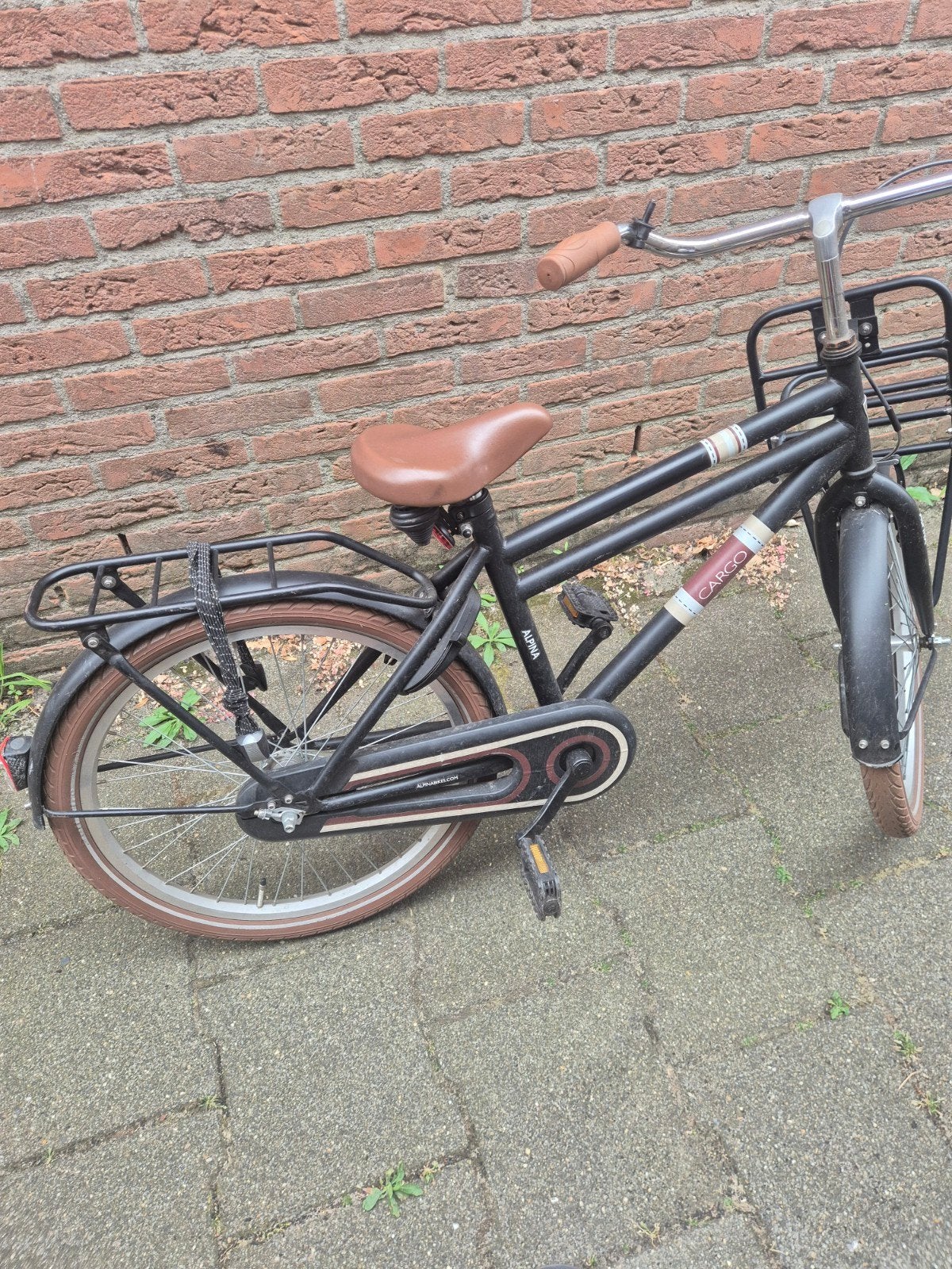 Alpina Cargo fiets - Zwart met bruine accenten, Fietsen en Brommers, Fietsen | Dames | Damesfietsen, Gebruikt, Velgrem, 50 tot 53 cm