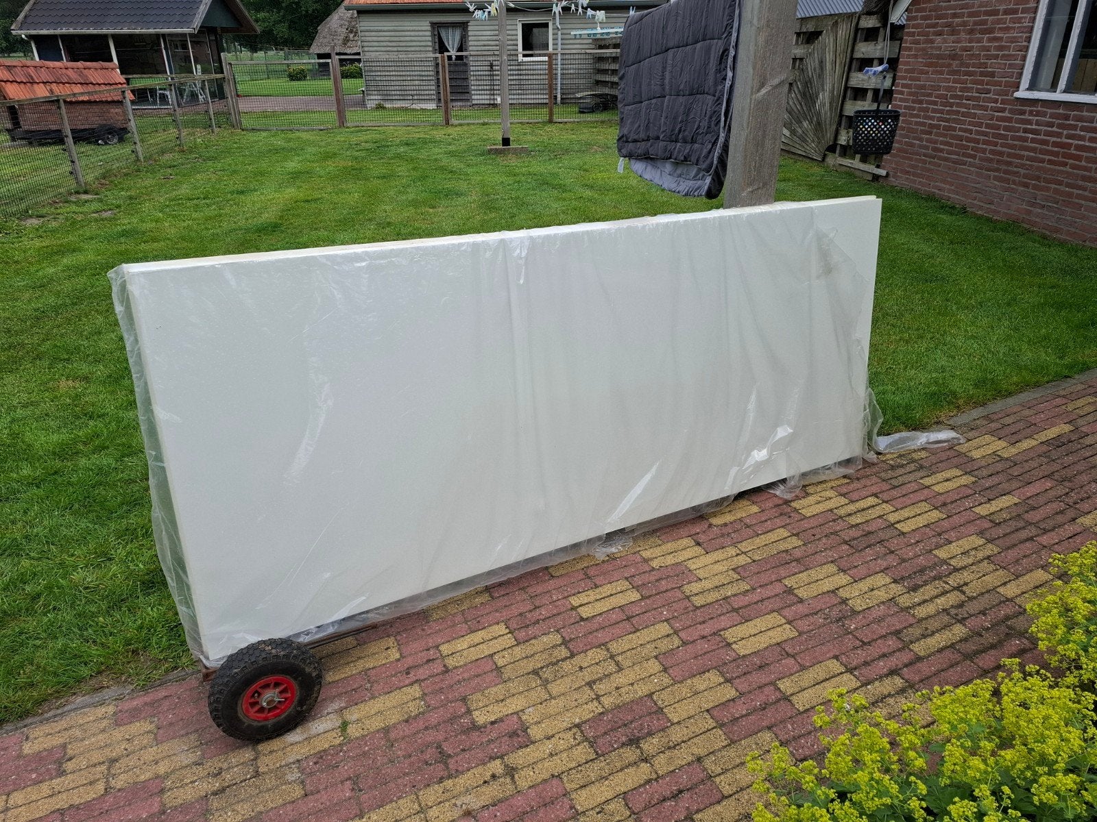 Witte opdekdeur 230 x 94 cm, Doe-het-zelf en Verbouw, Hout en Planken, Ophalen, Gebruikt, 25 tot 50 mm, Overige typen