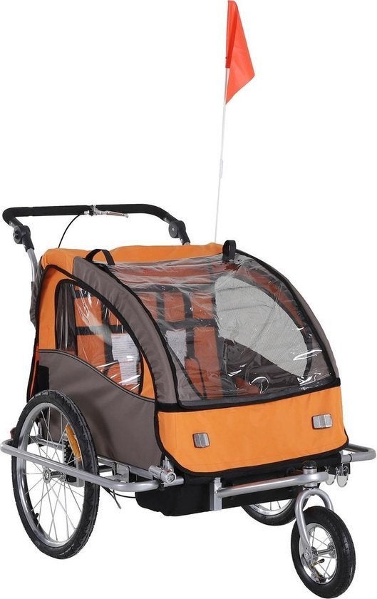 Kinderfietskar - Buggyfunctie - Geveerd en geremd -, Opvouwbaar, Nieuw, 20 tot 40 kg, Kinderkar