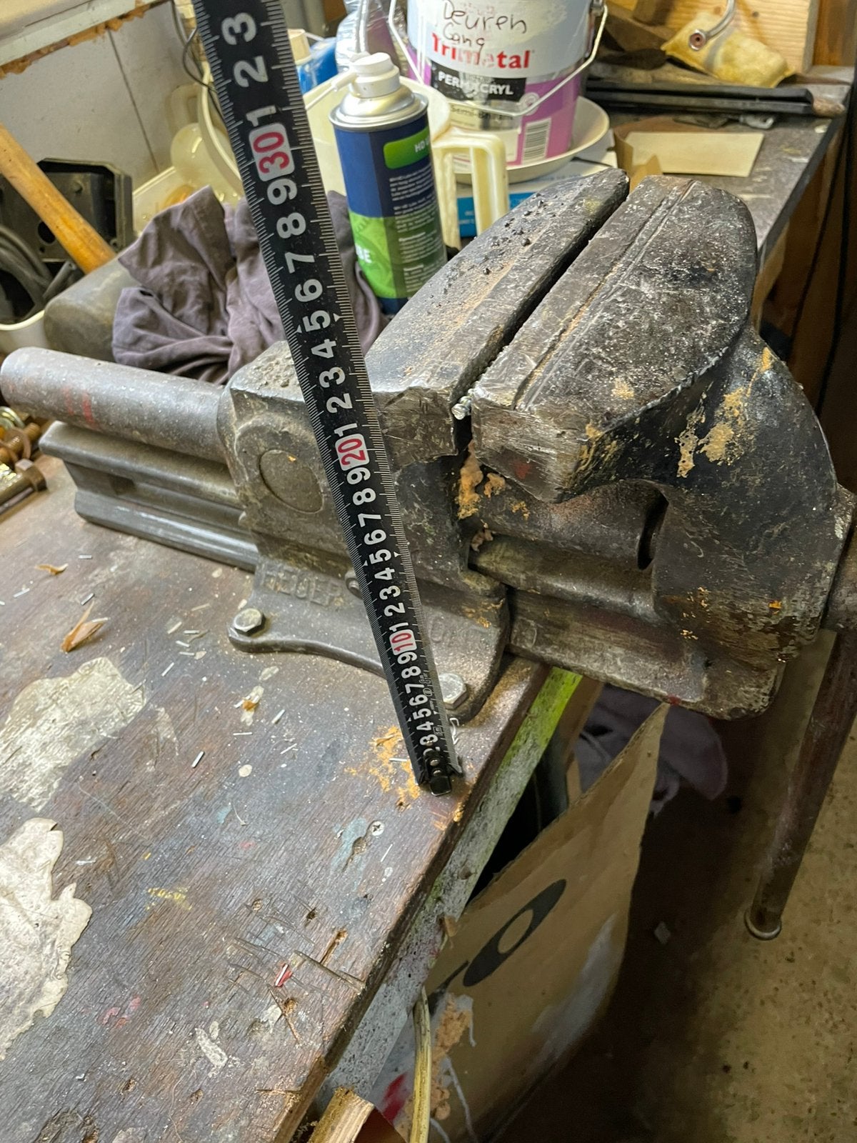 Bankschroef Heuer Front, Doe-het-zelf en Verbouw, Ophalen, Gebruikt, 120 tot 170 cm, Bankschroef