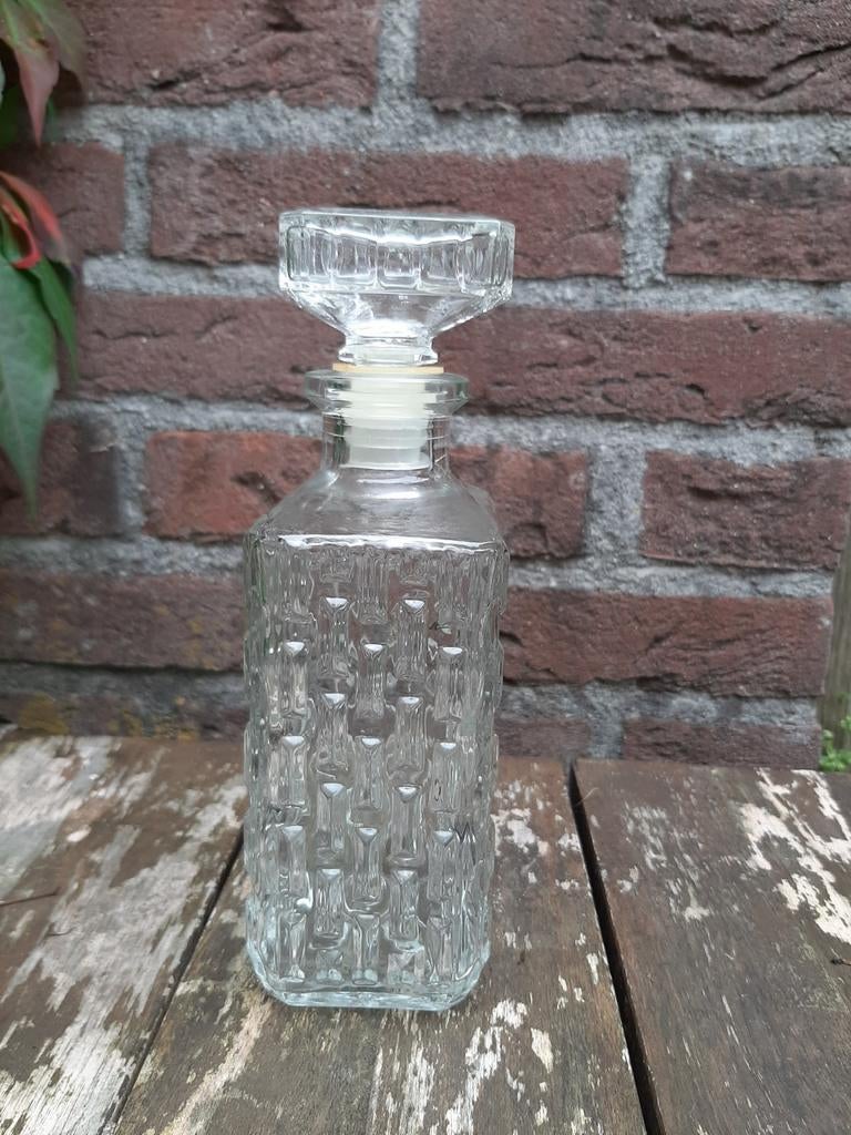 Vintage glazen karaf met stop fles whiskey, Ophalen of Verzenden