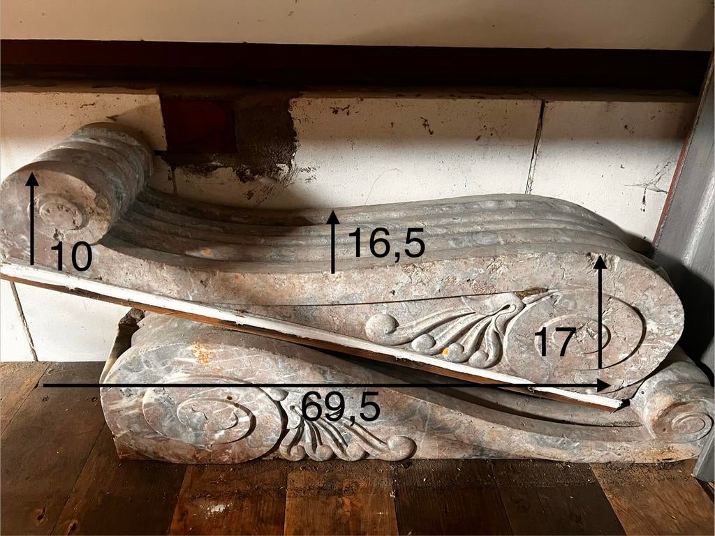 Antieke massief marmeren schouwconsoles – set, Ophalen