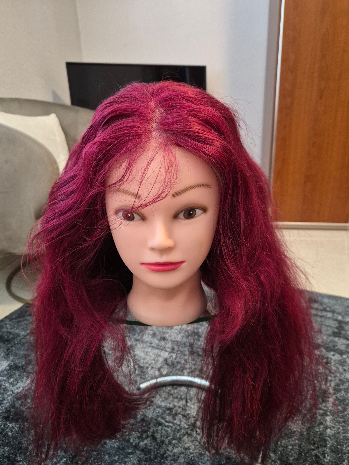 Lace wig rood echt haar, Verzenden, Zo goed als nieuw, Pruik of Haarverlenging
