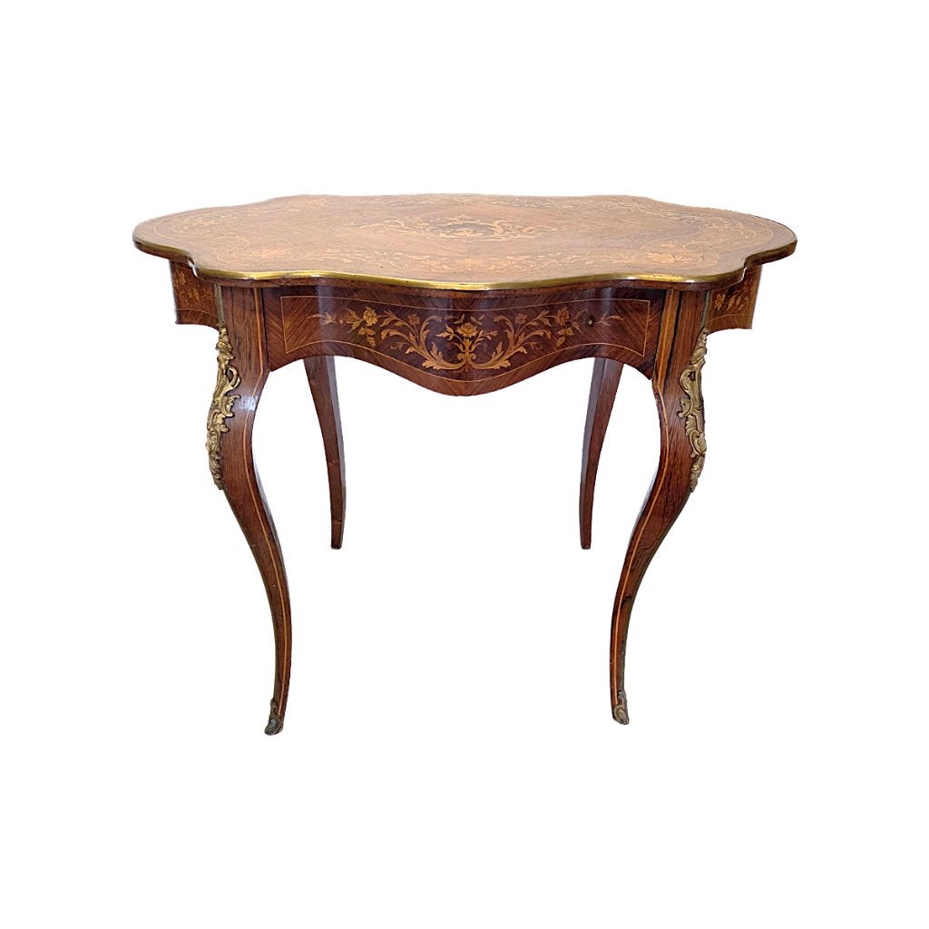 Antiek Franse Louis XV stijl tafel met lade, Antiek en Kunst, Ophalen of Verzenden