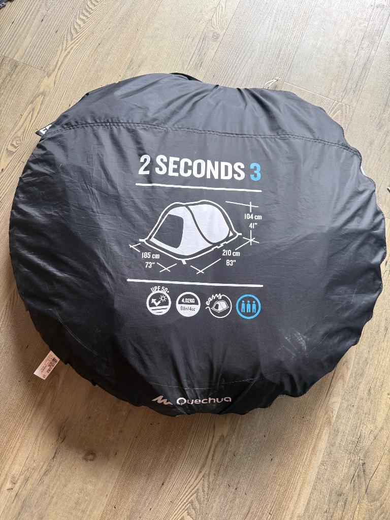 Quecha 2 seconds 3 Fresh & Black, Caravans en Kamperen, Tenten, Ophalen, Zo goed als nieuw, Tot en met 3