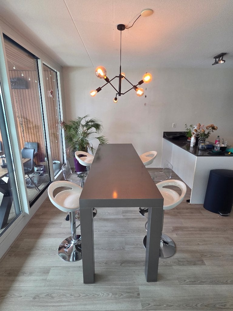 Moderne hoge bartafel / statafel – 220 x 70 cm – Antraciet, Ophalen, Overige materialen, 200 cm of meer, 50 tot 100 cm