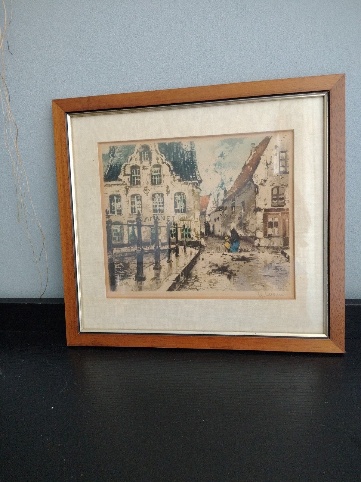 Schilderij van een straat in Brugge Ferdinand Jean Luigini, Antiek en Kunst, Ophalen of Verzenden