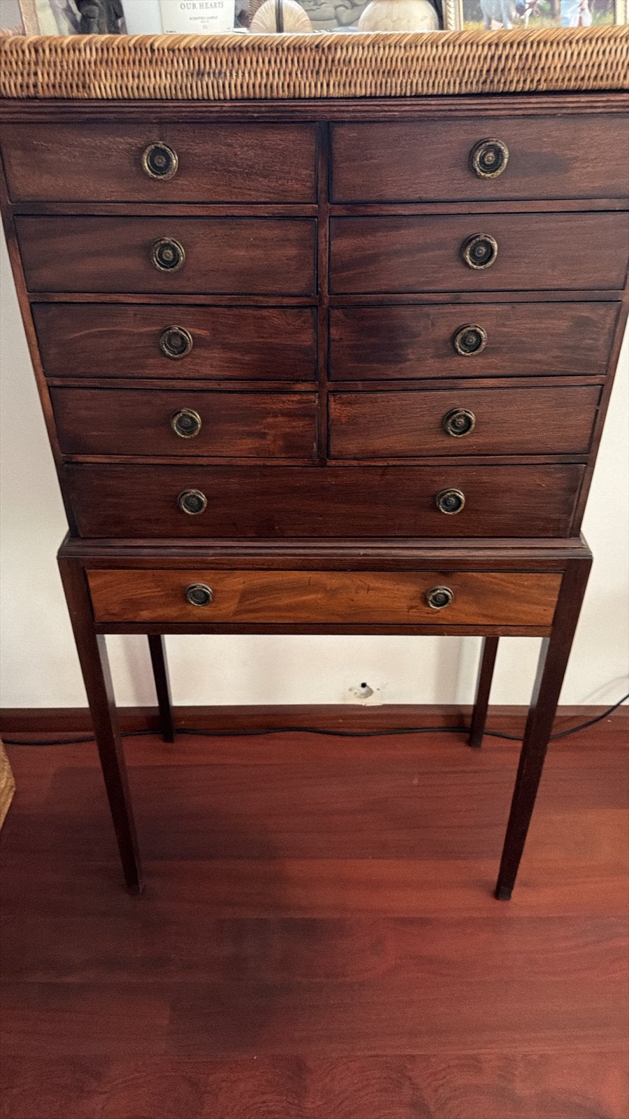 Mahonie Sheraton stijl ladekastje met 10 lades, circa 1900, Antiek en Kunst, Antiek | Meubels | Kasten, Ophalen