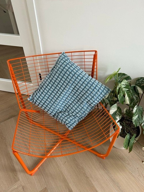 IKEA SKÅLBODA fauteuil oranje draadstaal, Ophalen of Verzenden, Zo goed als nieuw, 75 tot 100 cm, 50 tot 75 cm