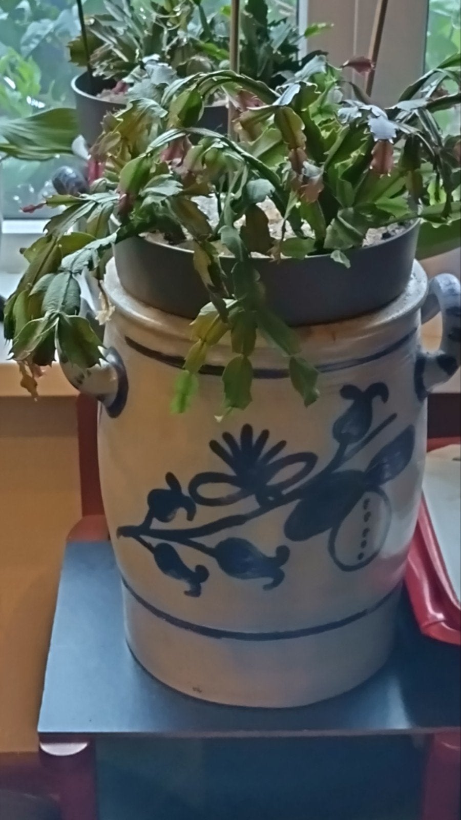 Grote Keulse pot met blauw decor, ca. 33 cm hoog, Ophalen of Verzenden
