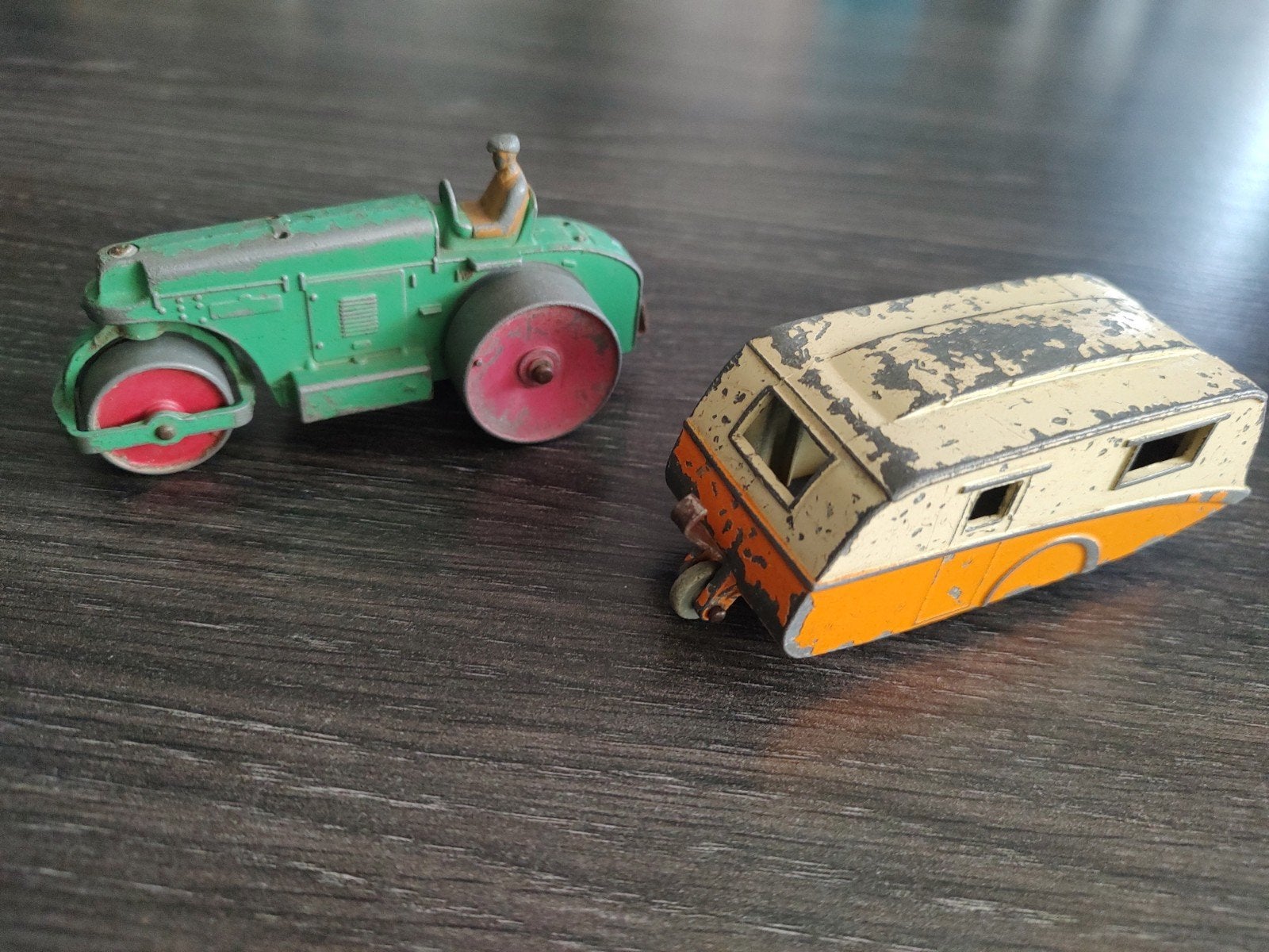 Dinky Toys Wegenwals en Caravan - Vintage Speelgoed, Ophalen of Verzenden, Gebruikt
