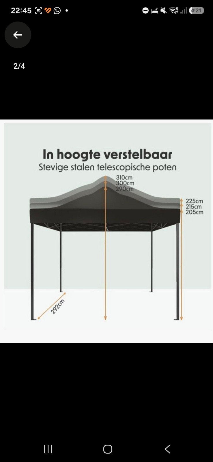 te huur: Partytent 3x3m Zwart - In hoogte verstelbaar, Ophalen, Opvouwbaar, Partytent, Minder dan 4 meter