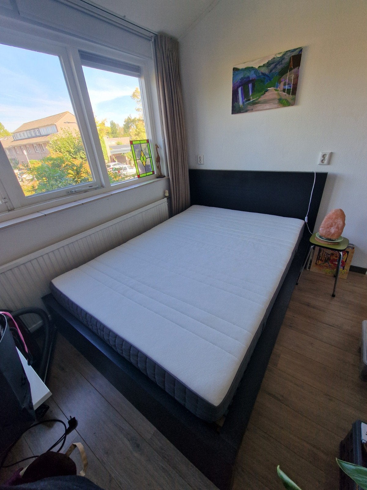 Ikea Twijfelaarbed met Matras - Zwart, 140x195 cm, Ophalen, Zwart, Zo goed als nieuw, Twijfelaar