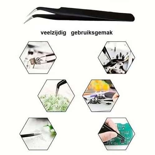 5 x Pincet Kromme Punt voor fijn Knutselwerk en Elektronica, Ophalen of Verzenden, Nieuw, Gereedschap of Toebehoren