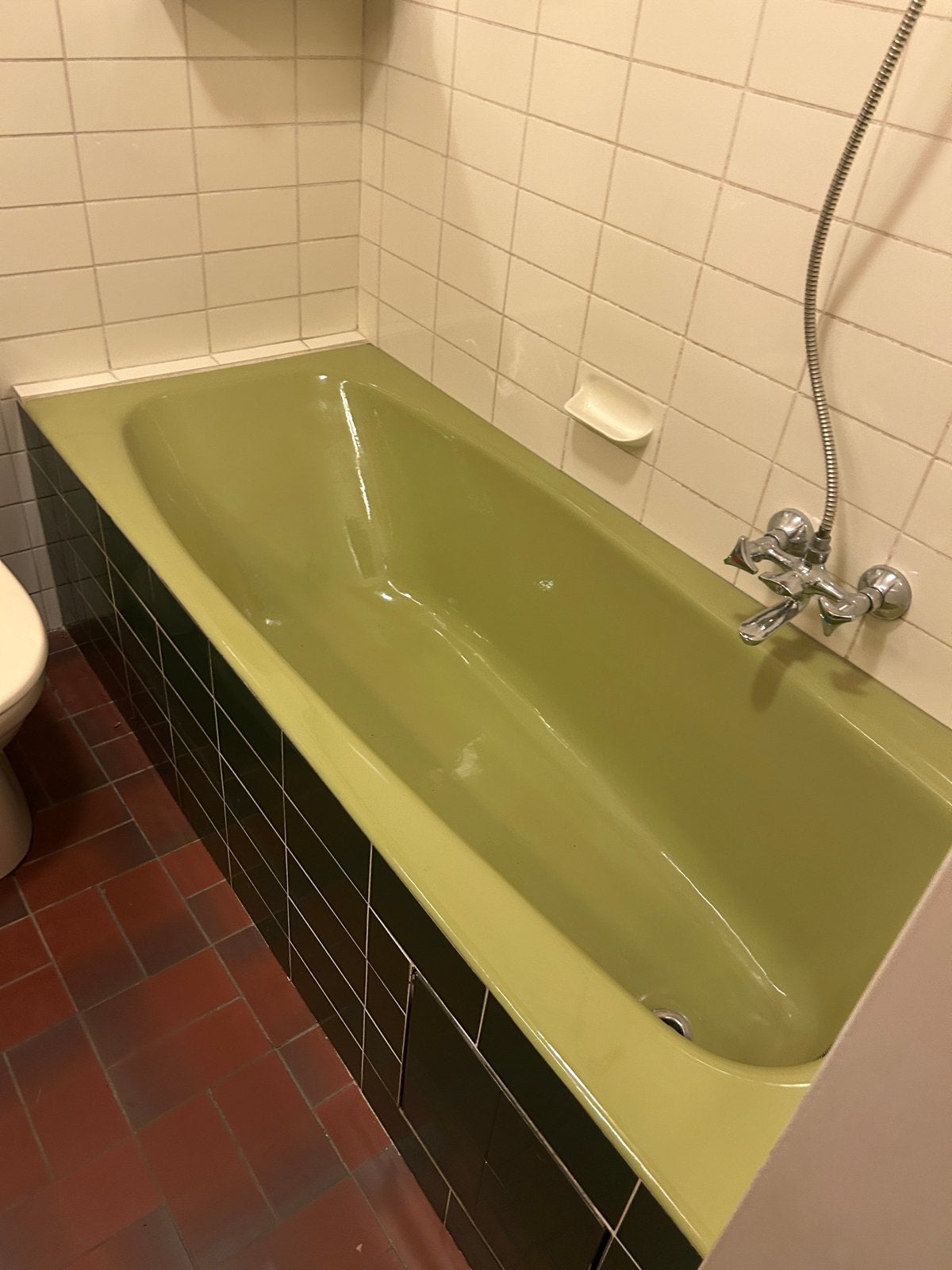 Vintage groen ligbad met kraan en handdouche, Huis en Inrichting, Ophalen of Verzenden, Gebruikt, Met bad