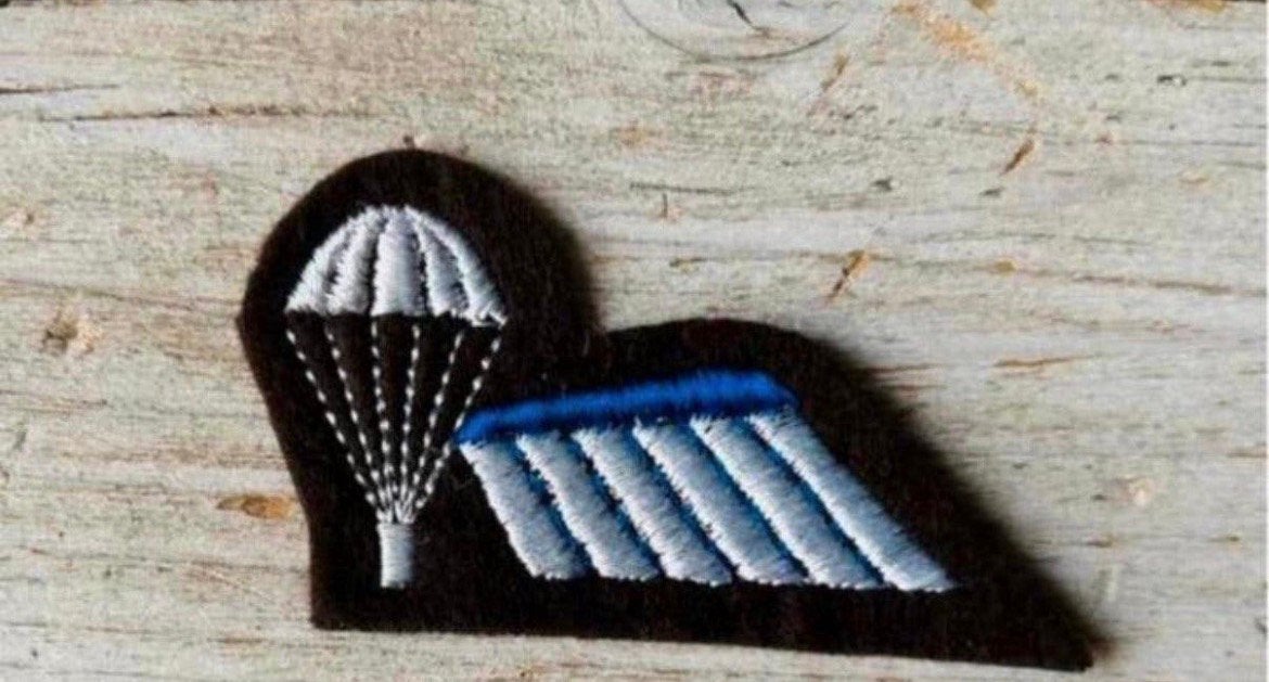 Para-Wing B brevet Halve Nederlands Blauw op Bruin -, Verzamelen, Verzenden, Landmacht, Nederland, Embleem of Badge