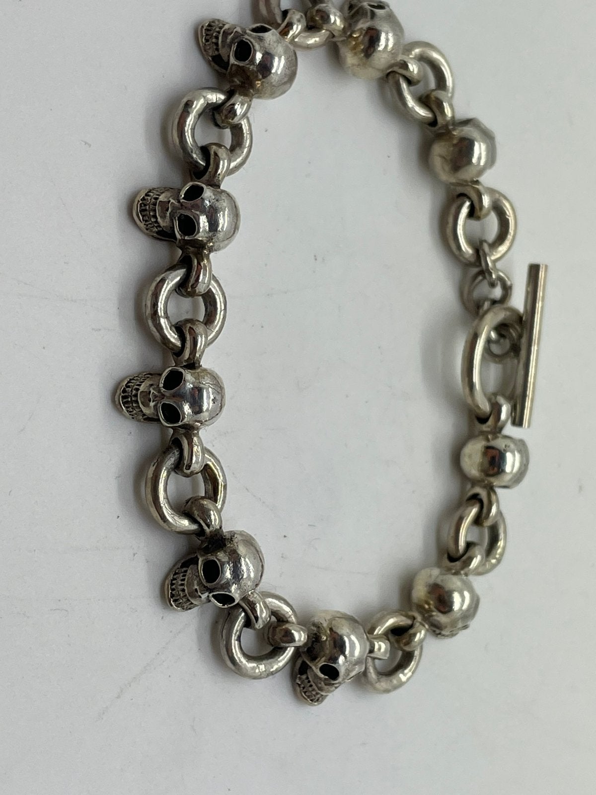 F645 Prachtige zilveren skull armand, Ophalen of Verzenden, X, Zilver, Zilver