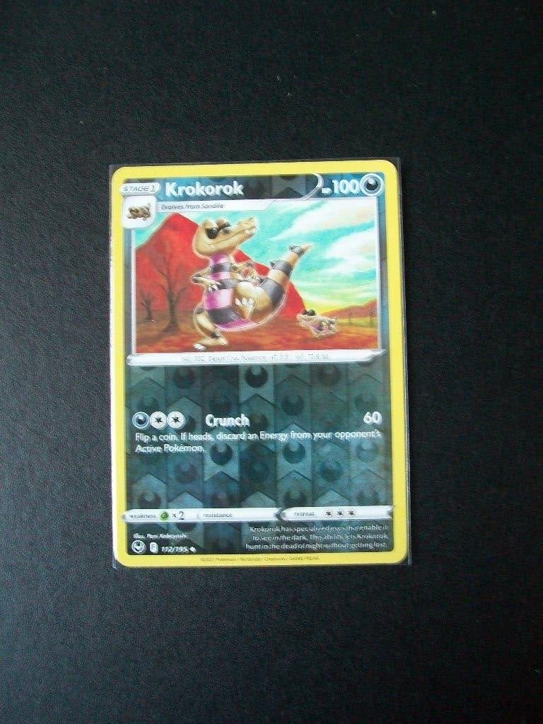4465: Nieuwe Pokemon Kaart holofoil KROKOROK HP100 (112/195), Verzenden, Nieuw, Losse kaart, Foil