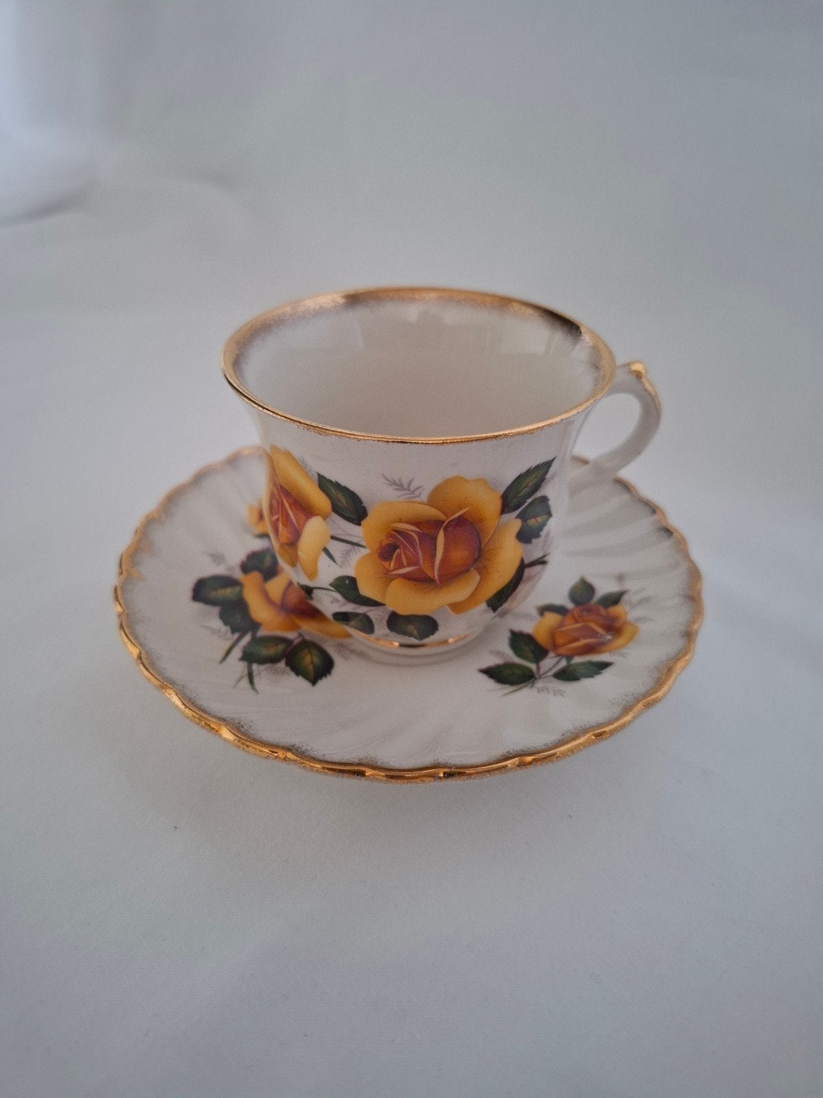 Vintage Engelse kop/schotel - Old Foley James Kent gele roos, Antiek en Kunst, Ophalen of Verzenden