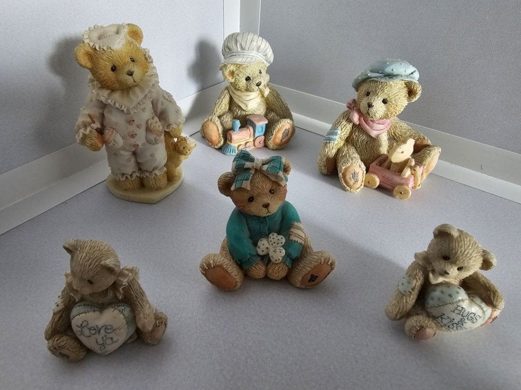 Originele set van 6 stenen familie beertjes, Ophalen of Verzenden, Nieuw, Beeldje, Overige merken
