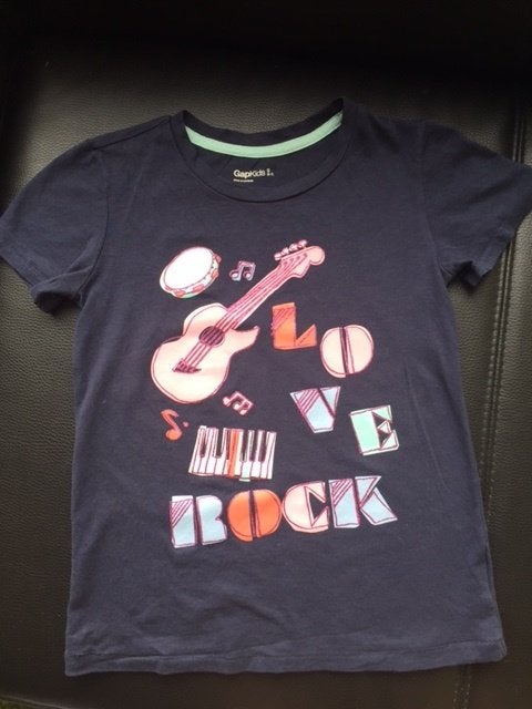 GAP kids meisjes t-shirt shirt top donkerblauw love rock 116, Meisje, Nieuw, Ophalen of Verzenden, Shirt of Longsleeve