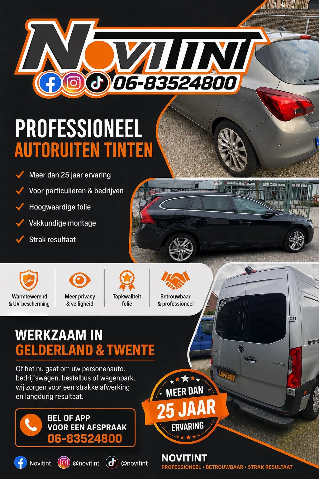 Autoruiten tinten. Tintfolie. Blinderen., Auto diversen, Ophalen