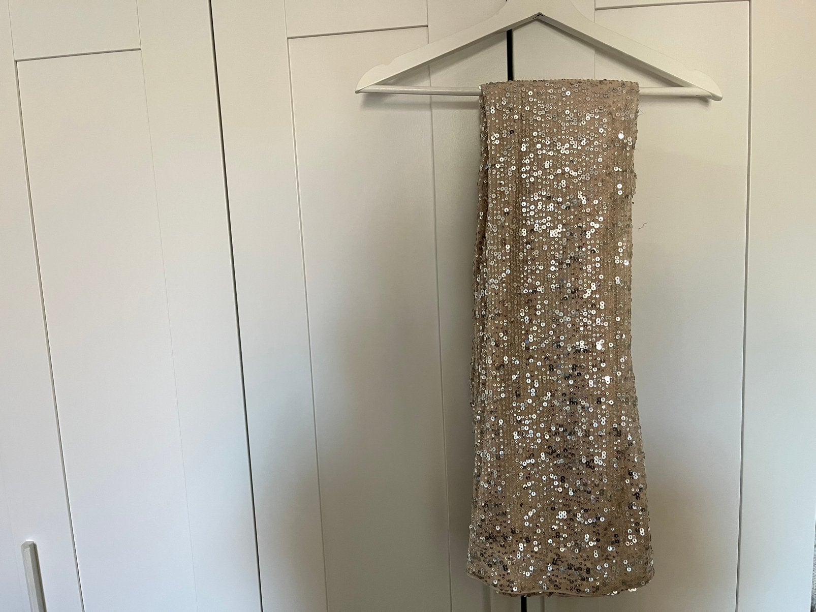 Beige pailletten broek H&M, Beige, Maat 42/44 (L), Ophalen of Verzenden, Lang