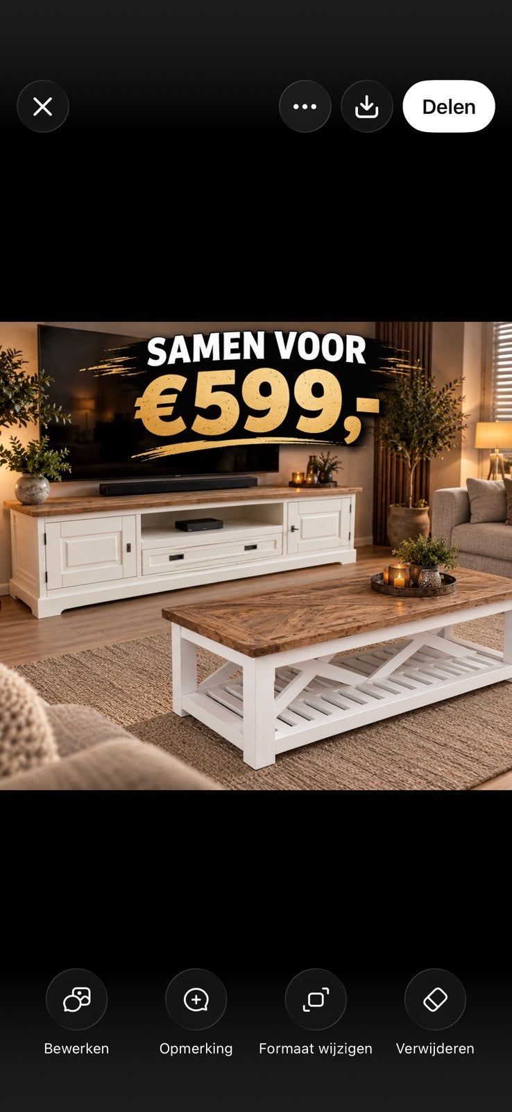 Rivera Mason salon tafel en bijpassend tv meubel, Ophalen, Zo goed als nieuw