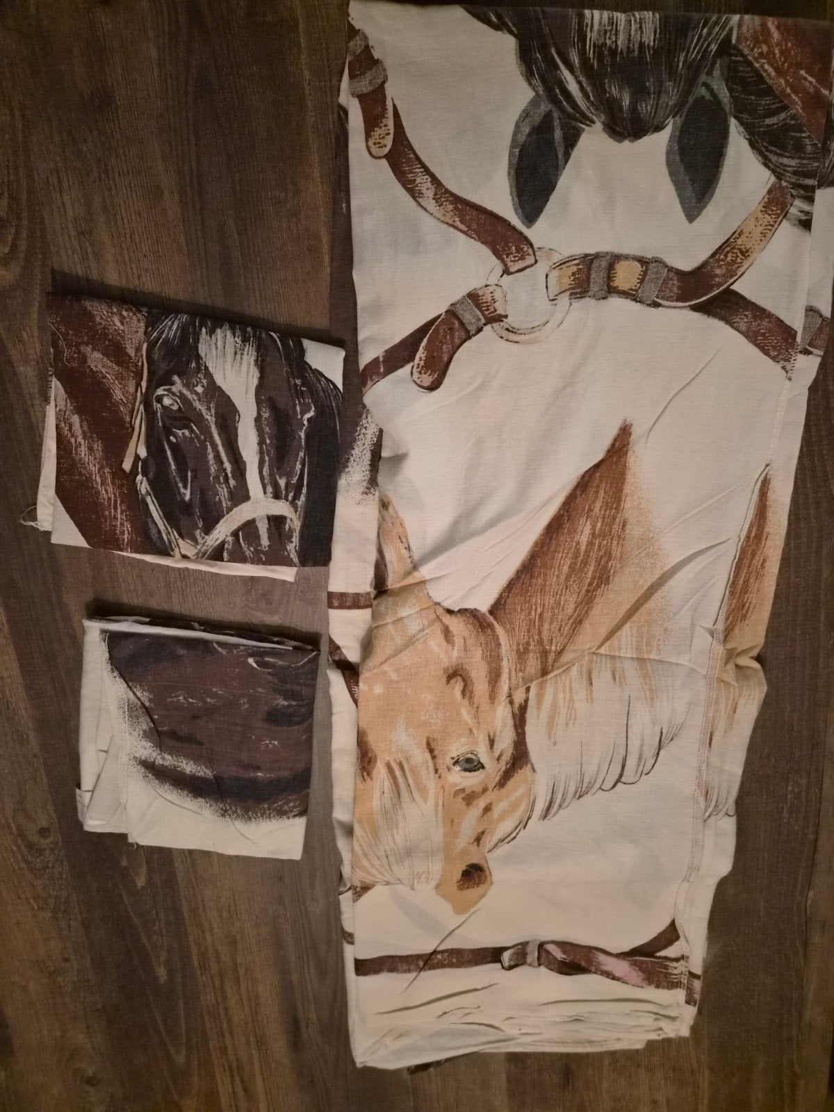 Dekbedovertrek met paardenprint - Eenpersoonsbed, Gebruikt, Overige merken, Ophalen of Verzenden, Set van meerdere stuks