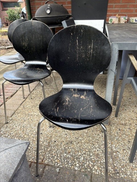 4 keukenstoelen, Ophalen, Gebruikt, Zwart, Vier