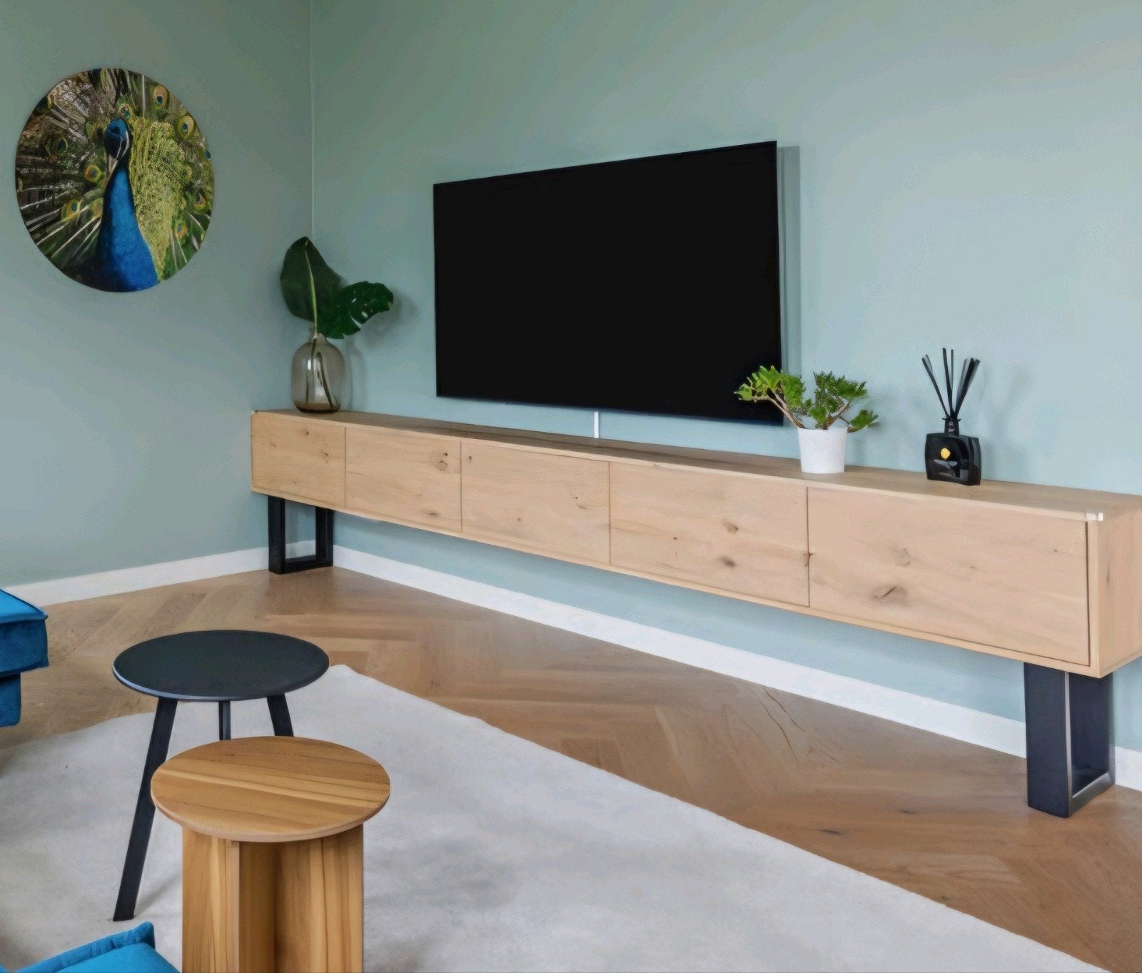 Luxe TV-meubel Table du Sud Grasse 320 cm, Ophalen, Eikenhout, Zo goed als nieuw, 200 cm of meer