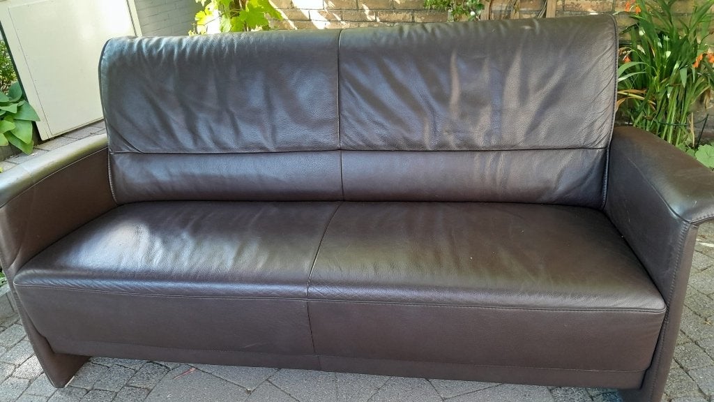 Lederen bank kleur bruin, Huis en Inrichting, Ophalen, Gebruikt, Overige maten, Minder dan 75 cm