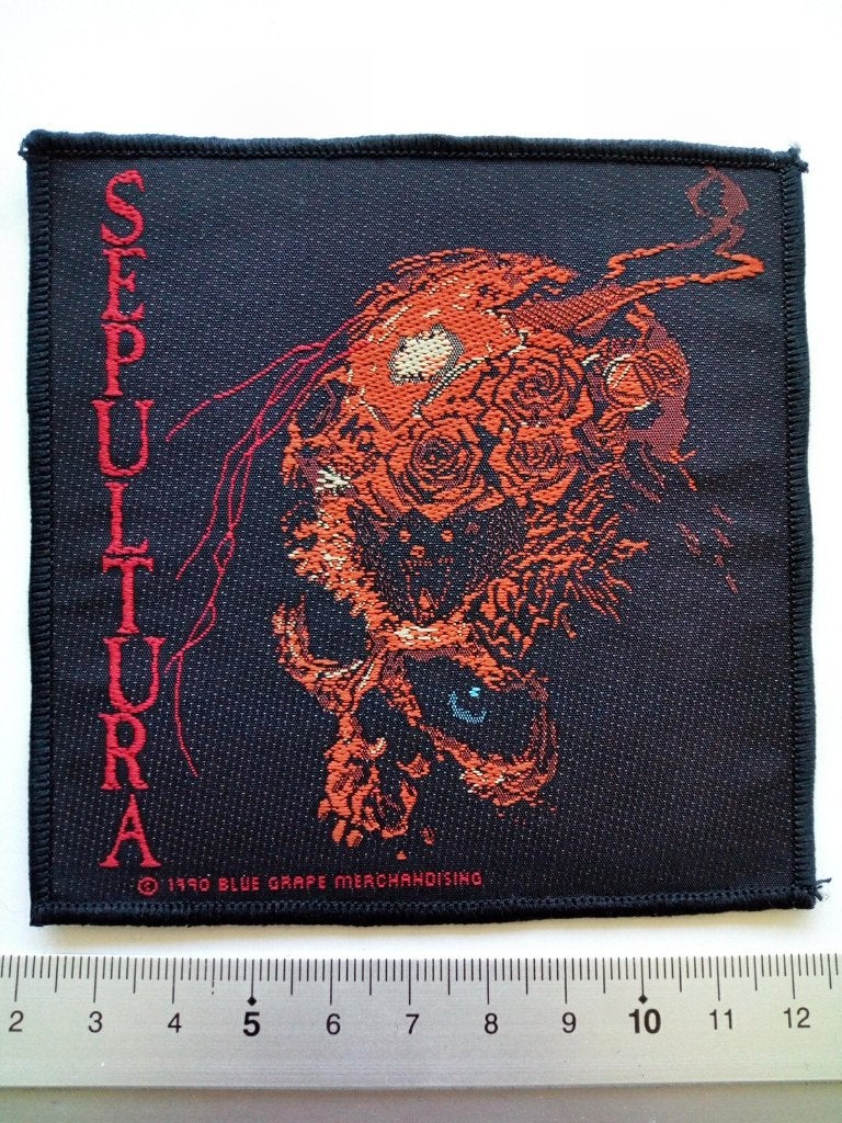 SEPULTURA PATCH 16 VRIJ ZELDZAAM 1990 NIEUW 10X10.5 Soulfly, Verzamelen, Verzenden, Nieuw, Kleding