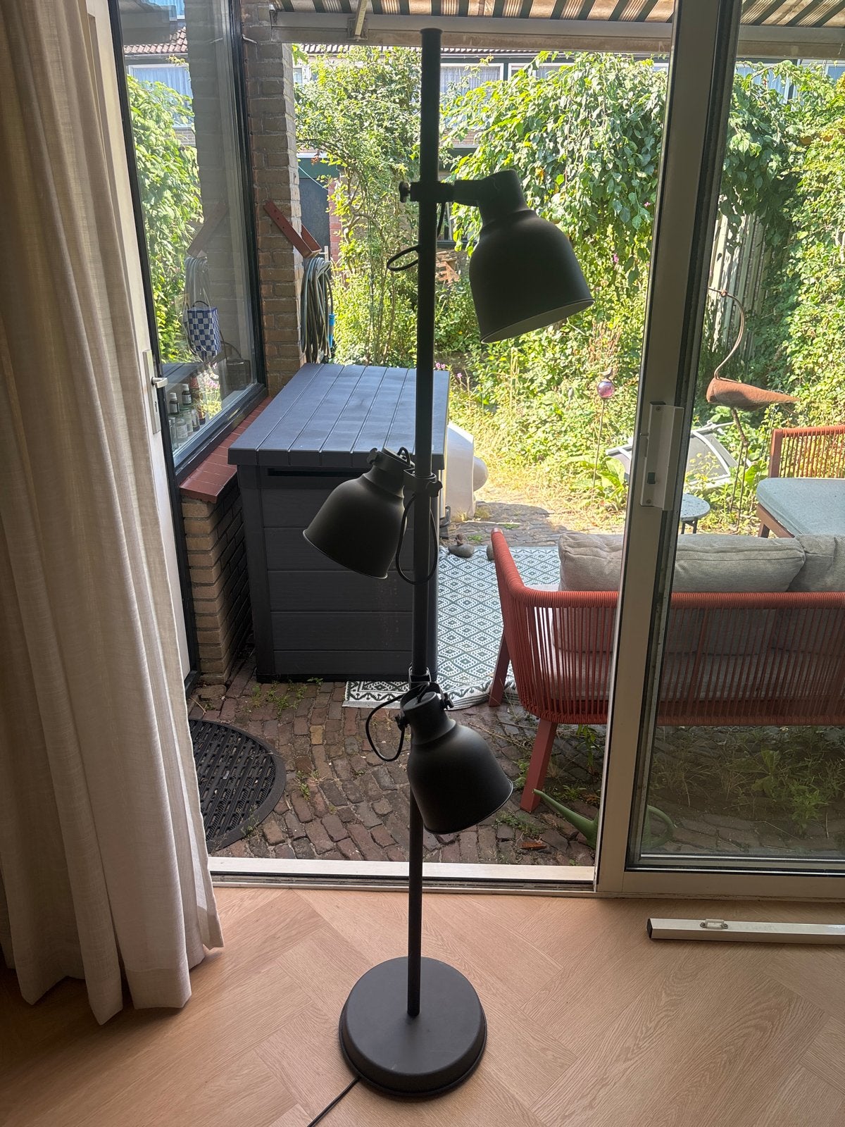 Ikea Hektar Vloerlamp met 3 Spots - Donkergrijs, Ophalen, Gebruikt, E14 (klein), Metaal