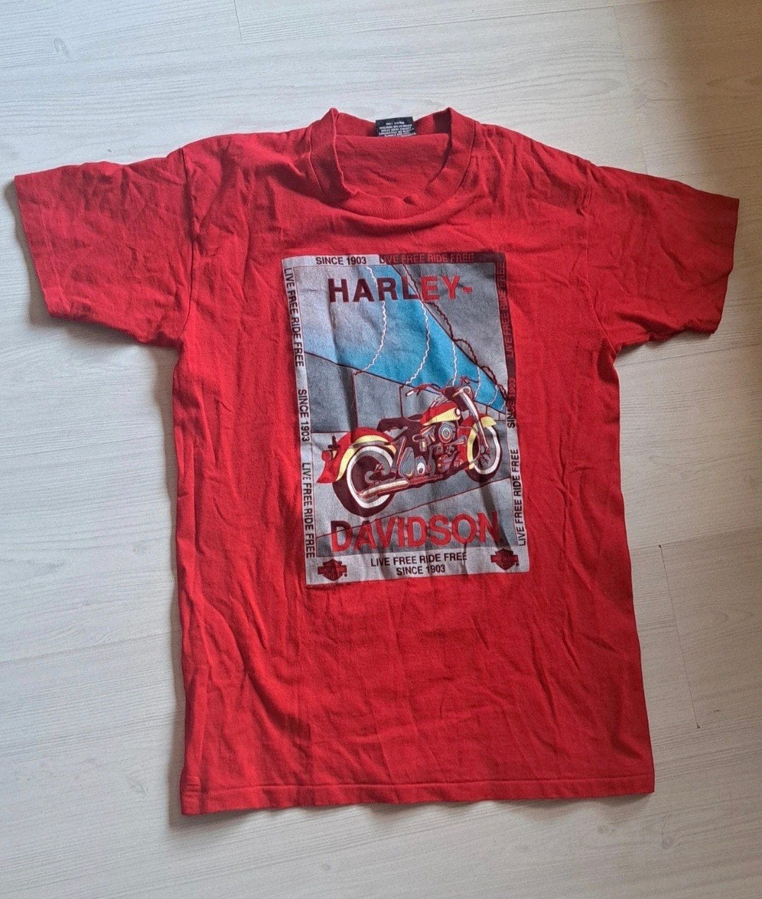Vintage Harley Davidson shirt maat L dames, Ophalen of Verzenden, Zo goed als nieuw, Blauw, Zonder mouw