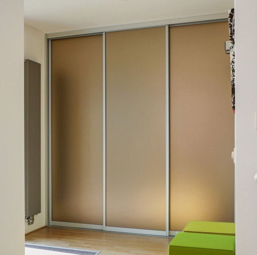 3 glazen schuifdeuren mat (goud)bronzen kleur 79x240,5 cm, Huis en Inrichting, Kasten | Kledingkasten, Ophalen, Gebruikt, 200 cm of meer