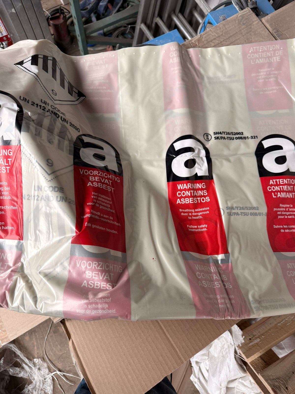 Asbest zakken bedrukt ldpe 80x120, Ophalen, Zo goed als nieuw, 15 m² of meer, Folie