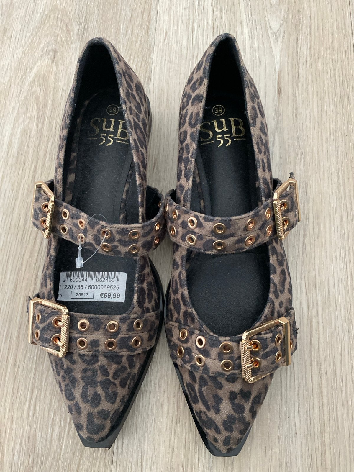 SUB 55 Leopard Print Ballerina's met Gespen - Maat 39, Ophalen of Verzenden, Zo goed als nieuw, Bruin, Ballerina's