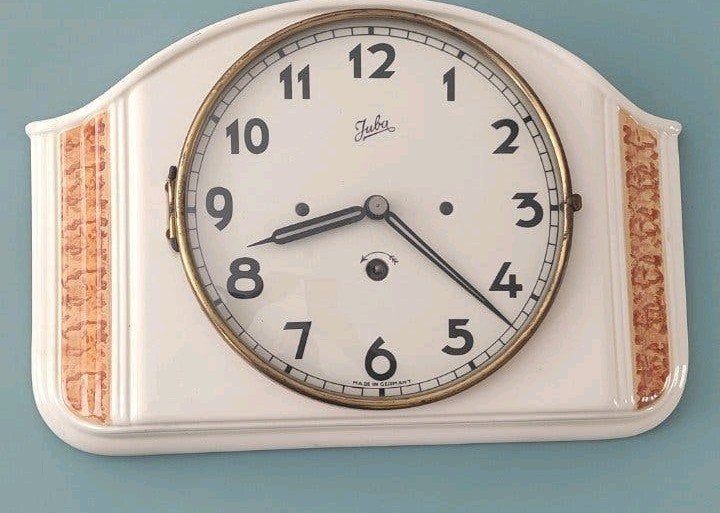 Vintage JUBA keramische wandklok – Made in Germany – Werkend, Ophalen of Verzenden