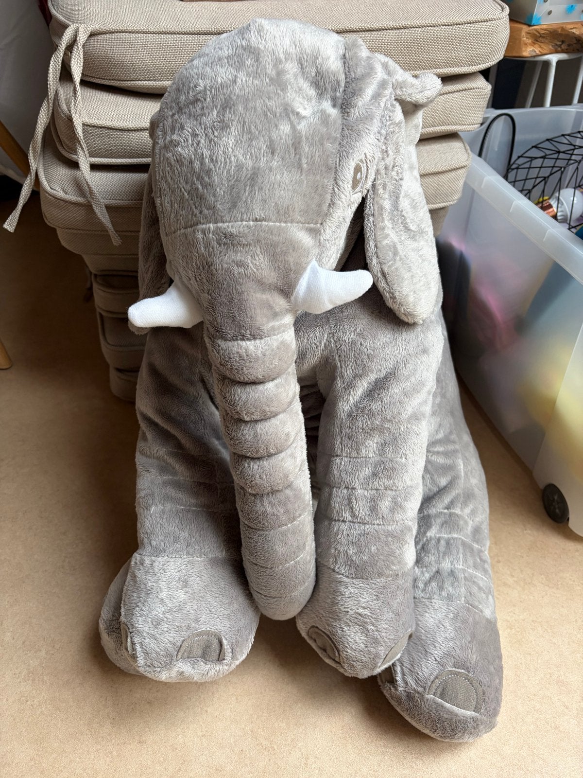 Grote zachte olifant knuffel, Grijs, Ophalen of Verzenden, Zo goed als nieuw, Olifant