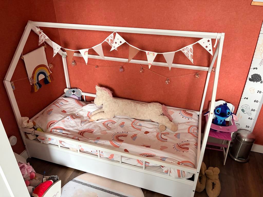 Leuk junior huisjesbed 160x80 cm, Ophalen, Gebruikt, 160 tot 180 cm, 70 tot 85 cm
