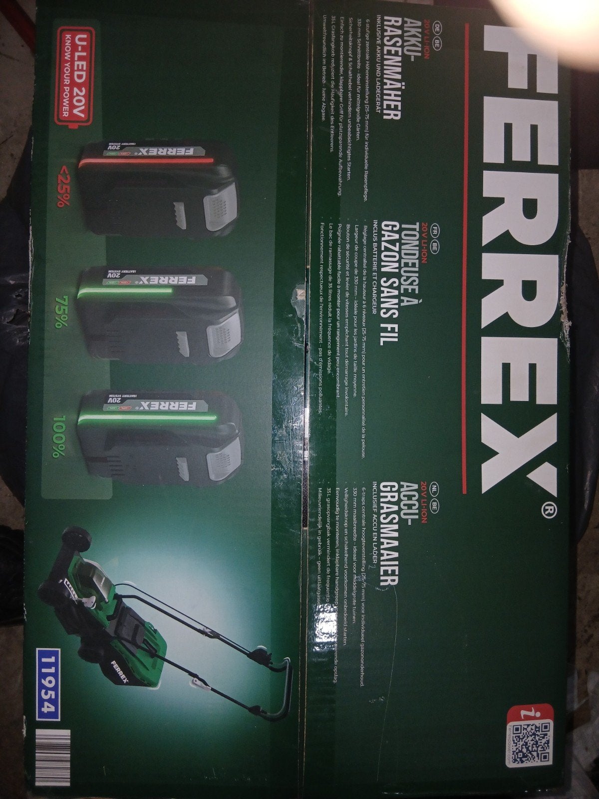 Ferrex Accu-grasmaaier 20V Li-Ion - Nieuw in doos, Cirkelmaaier, Ferrex, Accu-grasmaaier, Nieuw
