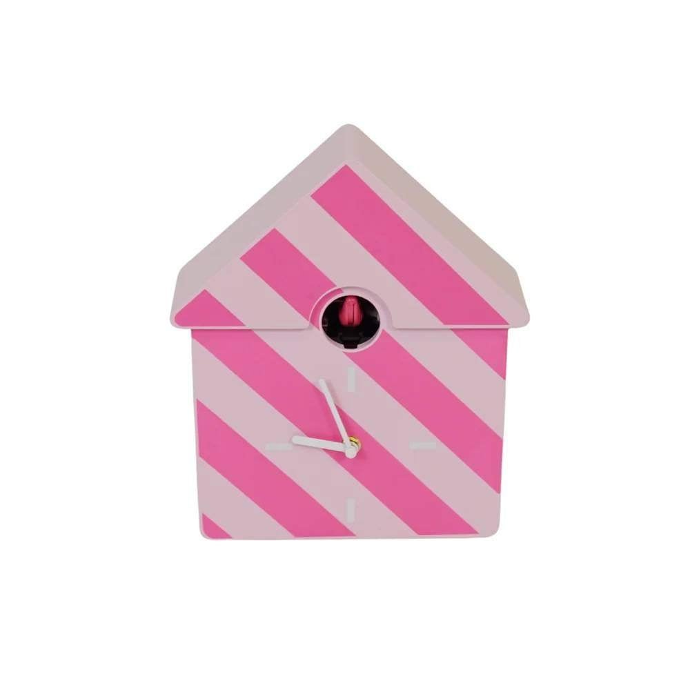 Housevitamin Koekoeksklok Roze Gestreepte Wandklok 24x27cm, Ophalen of Verzenden